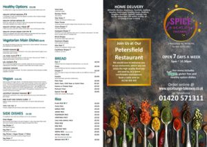 Spice Lounge Takeaway Menu Authentic Indian Cuisine - Traditional Chicken Tikka Masala Chicken Madras - Whitehill Bordon Lindford Headley Passfield Blackmore Conford Greatham Stanford