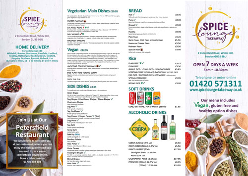 Spice Lounge Takeaway - Whitehill Bordon - Authentic Indian Cuisine Hampshire - Local Delivery - Takeaway Menu - Set Menu - Weekly Offers